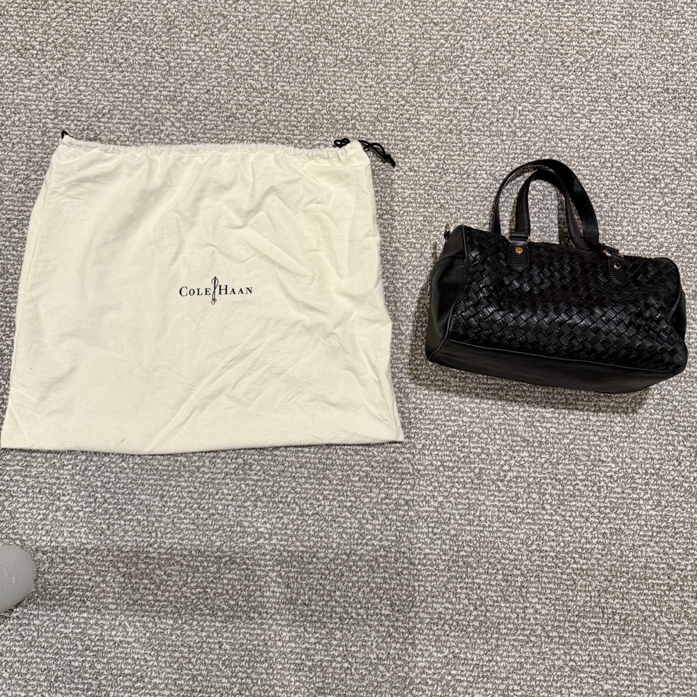 Cole Haan Women’s Black Woven Leather Handbag